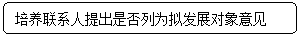 圆角矩形: 培养联系人提出是否列为拟发展对象意见