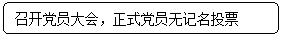 圆角矩形: 召开党员大会，正式党员无记名投票
